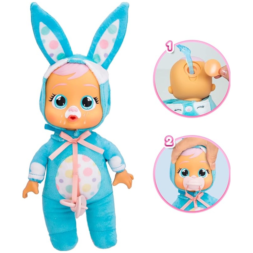 Cry Babies Tiny Cuddles Bunnies Brooks - Bambola 23 Cm Con Pigiama Coniglio, Piange Lacrime Vere, Per Bambine E Bambini 18 Mesi+