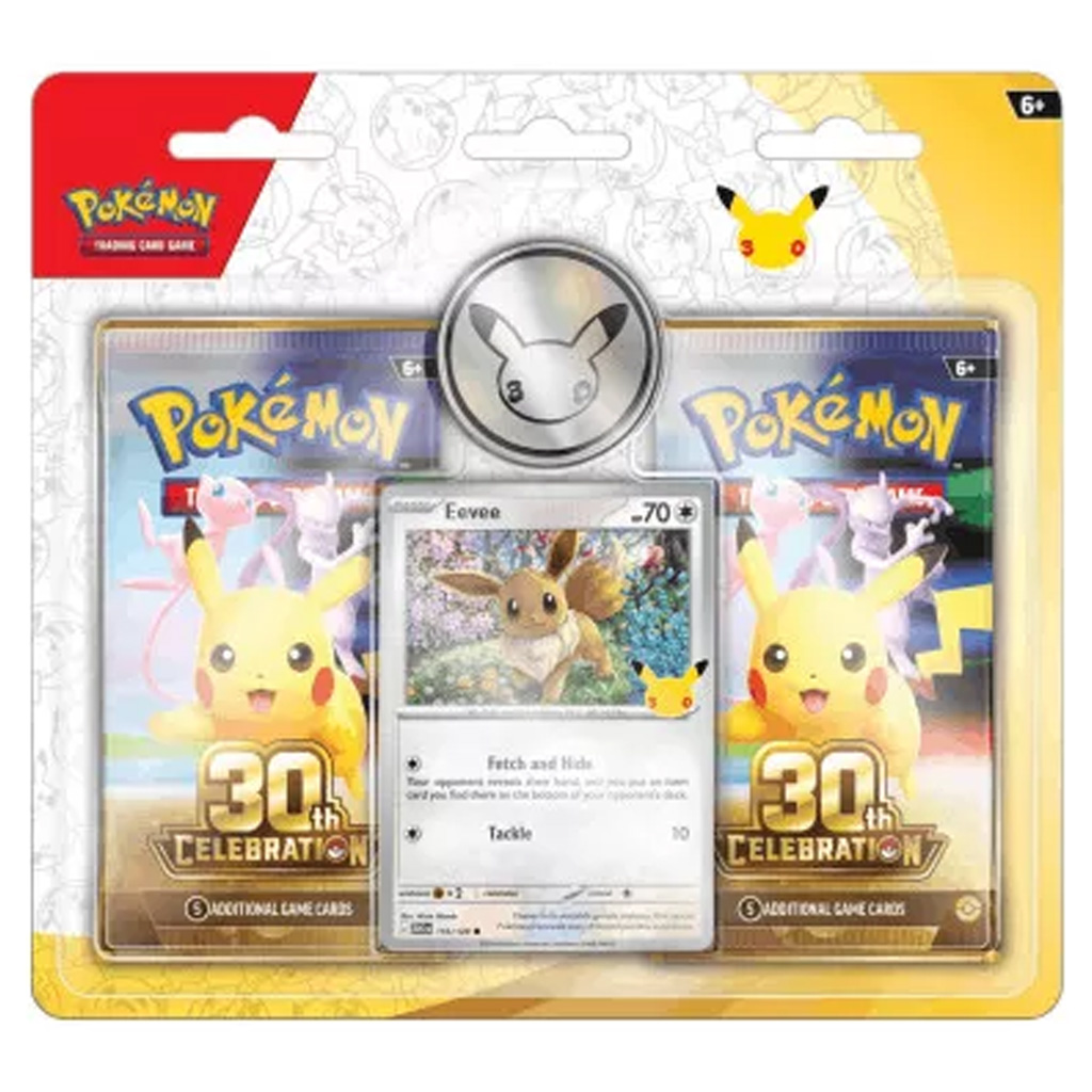 Pokémon TCG: 30th Celebration 2-Pack Blister – Double Wide (Eevee promó + Pikachu érme)
