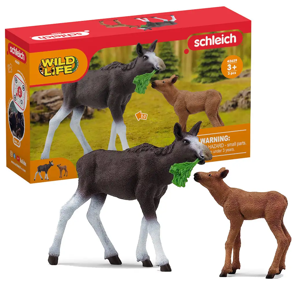 Schleich Wild Life - Jávorszarvas borjúval figura szett (42629