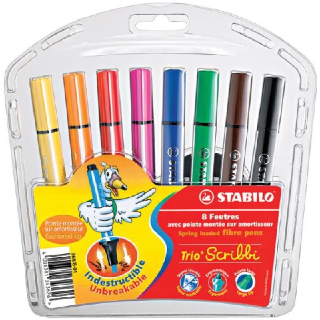 STABILO Trio Scribbi - Pennarello triangolare con punta ammortizzata - Confezione da 5 - Azzurro
