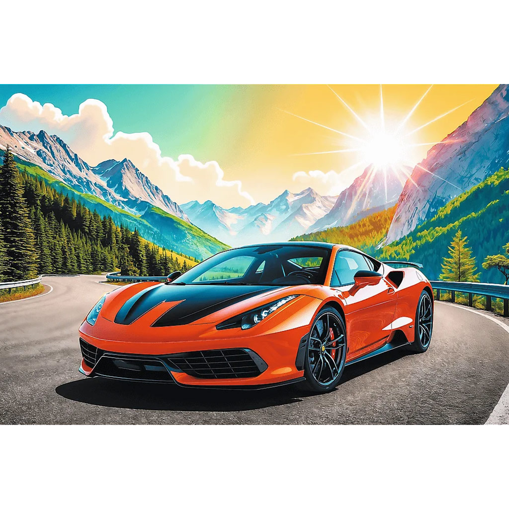 Sportautó a hegyekben 100db-os puzzle - Trefl - 2. kép