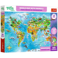 Treflik Világtérkép állatokkal oktató jellegű 104db-os puzzle - Trefl