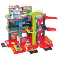 Háromszintes parkolóház lifttel és 1 db autóval 55x35x33cm