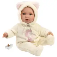 Llorens: Julia baba macifüles rugdalózóban cumival 42cm