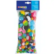 PlayBox: Színes 100 db-os pompon szett többféle méretben