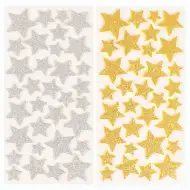 PlayBox: Csillámos arany és ezüst csillag matrica szett 132db-os