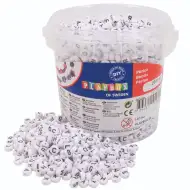 PlayBox: Betűs gyöngy szett vödörben fekete-fehér színben 2500 db-os