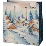 Green Grass Téli falu közepes méretű exkluzív ajándéktáska 18x10x23cm