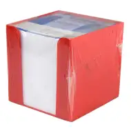 Jegyzettömb piros tartóban 750 lapos 9x9x9cm