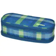 Spirit: Kék-zöld kockás ovális tolltartó 23x10cm
