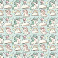 Pasztell színű unikornisos csomagolópapír 100x70cm