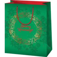 Boldog karácsonyt! zöld közepes méretű ajándéktáska 18x10x23cm