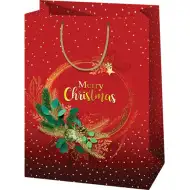 Merry Christmas piros nagy méretű ajándéktáska 24x35x9cm