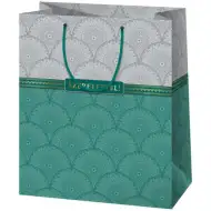 Szeretettel! elegáns nagyméretű ajándéktáska arany berakással 26x13x33cm