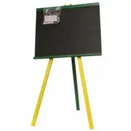 Állványos fa rajztábla krétával, színes lábakkal