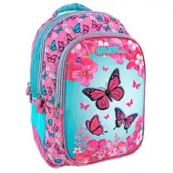 Must... Pillangó három rekeszes lekerekített iskolatáska, hátizsák 32x18x43cm