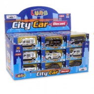 Fém rendőrségi kisautók többféle változatban 1:64 1db