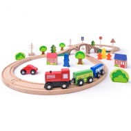 8-as alakú fa vasútpálya szett kiegészítőkkel - Woodyland