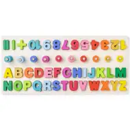 Betűk és számok fa formaillesztő készségfejlesztő játék - Woodyland