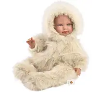 Llorens: Alicia 45cm-es síró baba cumival bársony bundában