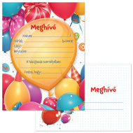 Ars Una: Színes lufis 10db-os meghívó szett borítékkal