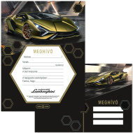 Ars Una: Sárga Lamborghini mintás 10db-os meghívó szett borítékkal