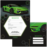 Ars Una: Zöld Lamborghini mintás 10db-os meghívó szett borítékkal