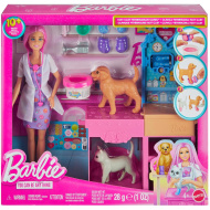 Barbie állatorvos gipszklinika játékszett rózsaszín hajú babával - Mattel