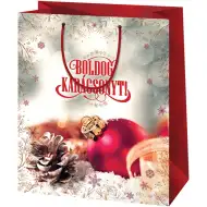 Cardex: "Boldog Karácsonyt! feliratú ünnepi közepes méretű ajándéktáska 17x10x23cm