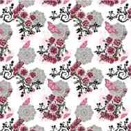 Virág és pillangó mintás csomagolópapír tekercs 100x70cm