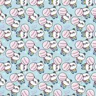 Édes panda nyalókával kék színű csomagolópapír 100x70 cm