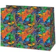 Gördeszkázó T-Rex közepes méretű ajándéktáska 18x10x23cm