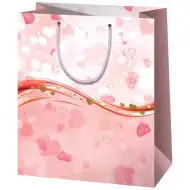 Rózsaszín szíves normál méretű exkluzív ajándéktáska 11x6x14cm