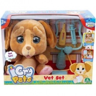 Cry Pets: Pityergő szürke kiskutya plüss játék állatorvosi szettel