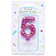 Csillagos számgyertya 5-ös