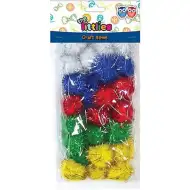 Csillámos színes pompon szett 15mm 30db