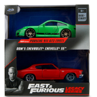 Fast &amp; Furious Legacy Series – Dom Chevrolet Chevelle SS és Porsche 911 GT3 (997) fém autómodell szett - Jada Toys