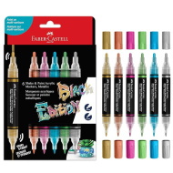 Faber-Castell: Black Edition Shake &amp; Paint 2 végű 3mm-es és 1mm-es 6db-os színes metál marker szett