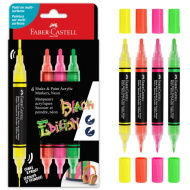 Faber-Castell: Black Edition Shake &amp; Paint 2 végű 3mm-es és 1mm-es 4db-os színes marker szett