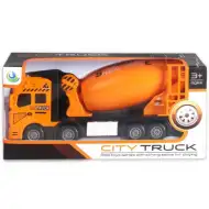 City Truck: Négytengelyes fém teherautó modell betonkeverő felépítménnyel - fénnyel és hanggal