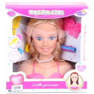 Fésülhető babafej fodrász kiegészítőkkel