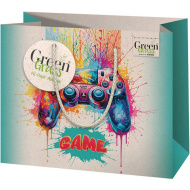 Green Grass Gamer mintás prémium közepes méretű ajándéktáska 18x10x23cm