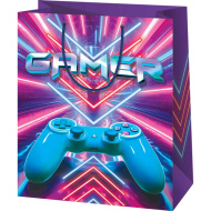 Gamer mintás exkluzív nagy ajándéktáska 26x13x33cm