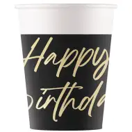 Elegáns szülinapi „Happy Birthday” feliratú papírpohár 8db-os szett 200ml