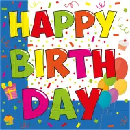 "Happy Birthday" feliratú papírszalvéta szett – 2 rétegű, 33x33 cm, 20db