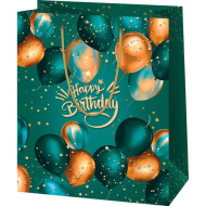 Happy Birthday zöld exkluzív normál méretű ajándéktáska 11x6x14cm