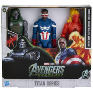 Bosszúállók Titan Hero: Doomsday Doctor Doom, Amerika kapitány és Fáklya 29 cm-es akciófigura szett – Hasbro