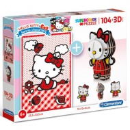 Clementoni: Hello Kitty 2 az 1-ben 104db-os puzzle és modell figura