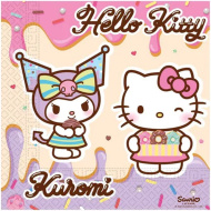Hello Kitty és Kuromi papírszalvéta szett - 2 rétegű, 33x33cm, 20db