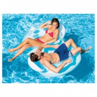 Intex: Dupla háttámlás kerek matrac kék színben 198x117cm